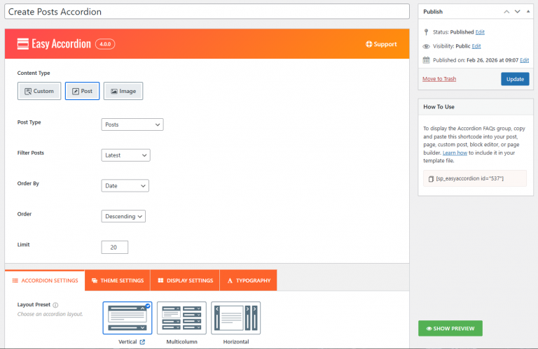 How to Create a Post Accordion from Posts – Easy Accordion Docs
