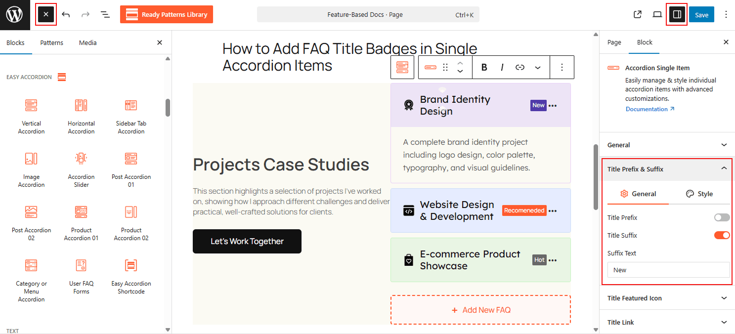 How to Add FAQ Title Badges in Single Accordion Items