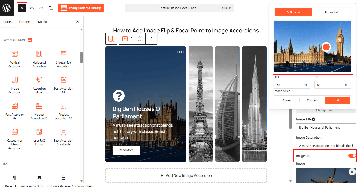 How to Add Image Flip & Focal Point to Image Accordions
