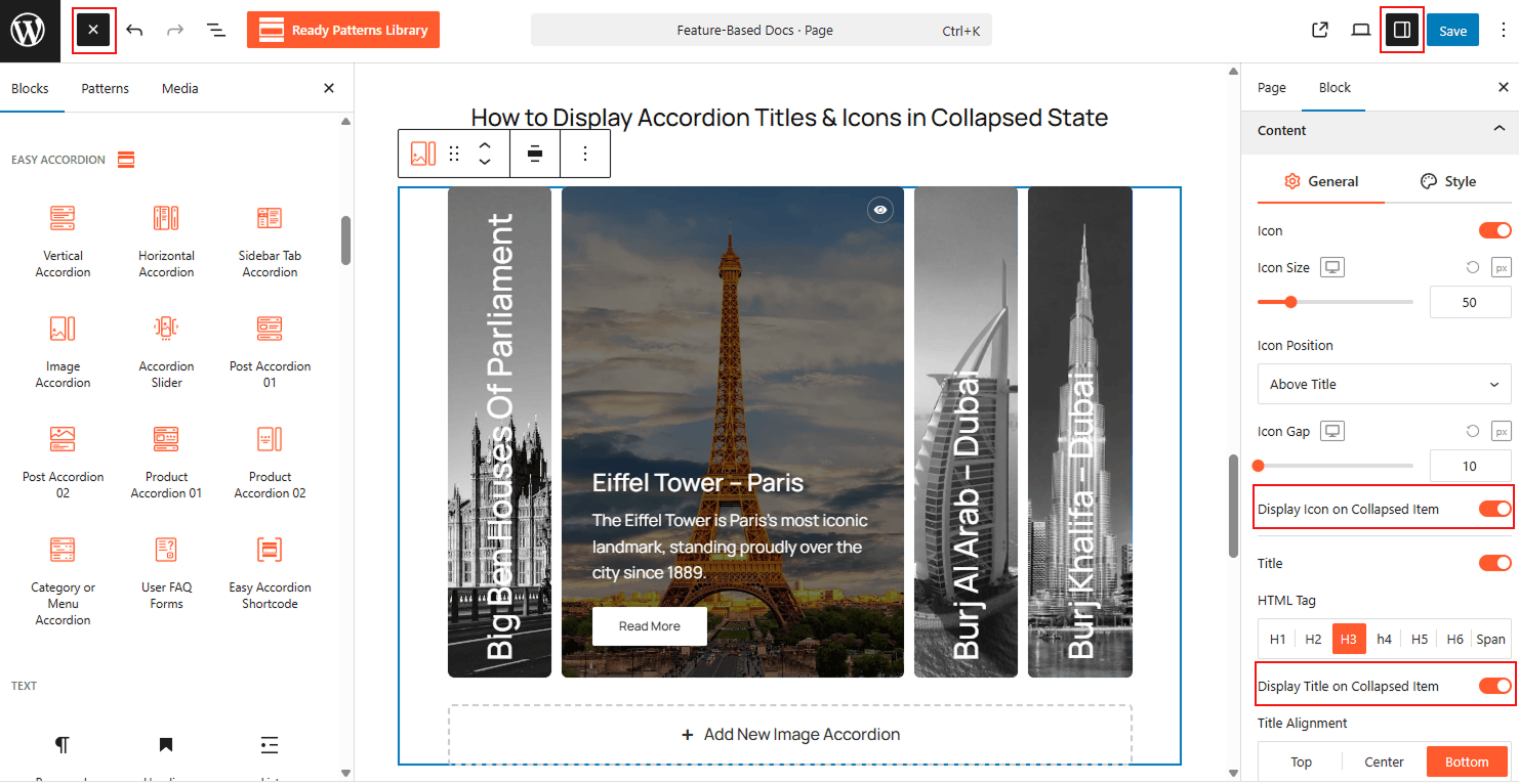 How to Display Accordion Titles & Icons in Collapsed State