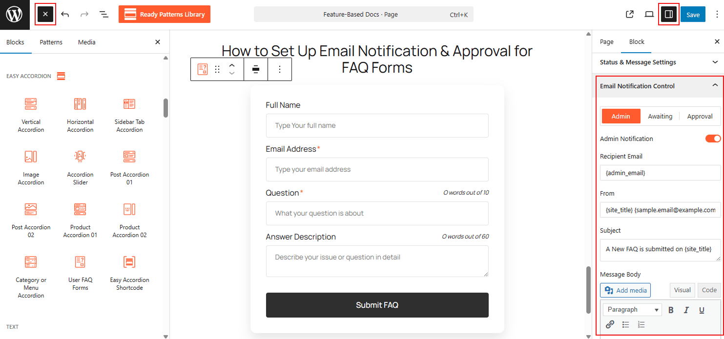 How to Set up Email Notification & Approval for FAQ Forms