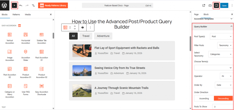 How to Use the Advanced Post/Product Query Builder – Easy Accordion Docs