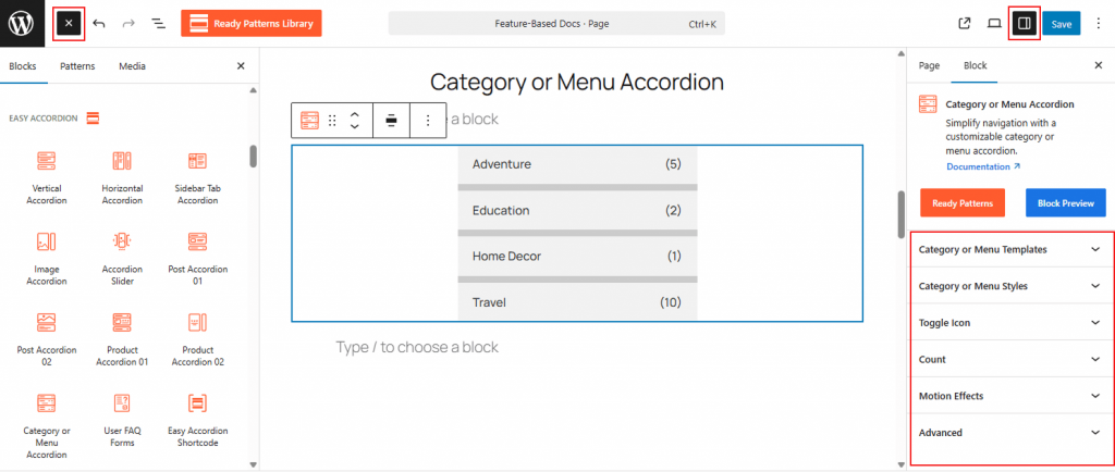 Category or Menu Accordion – Easy Accordion Docs