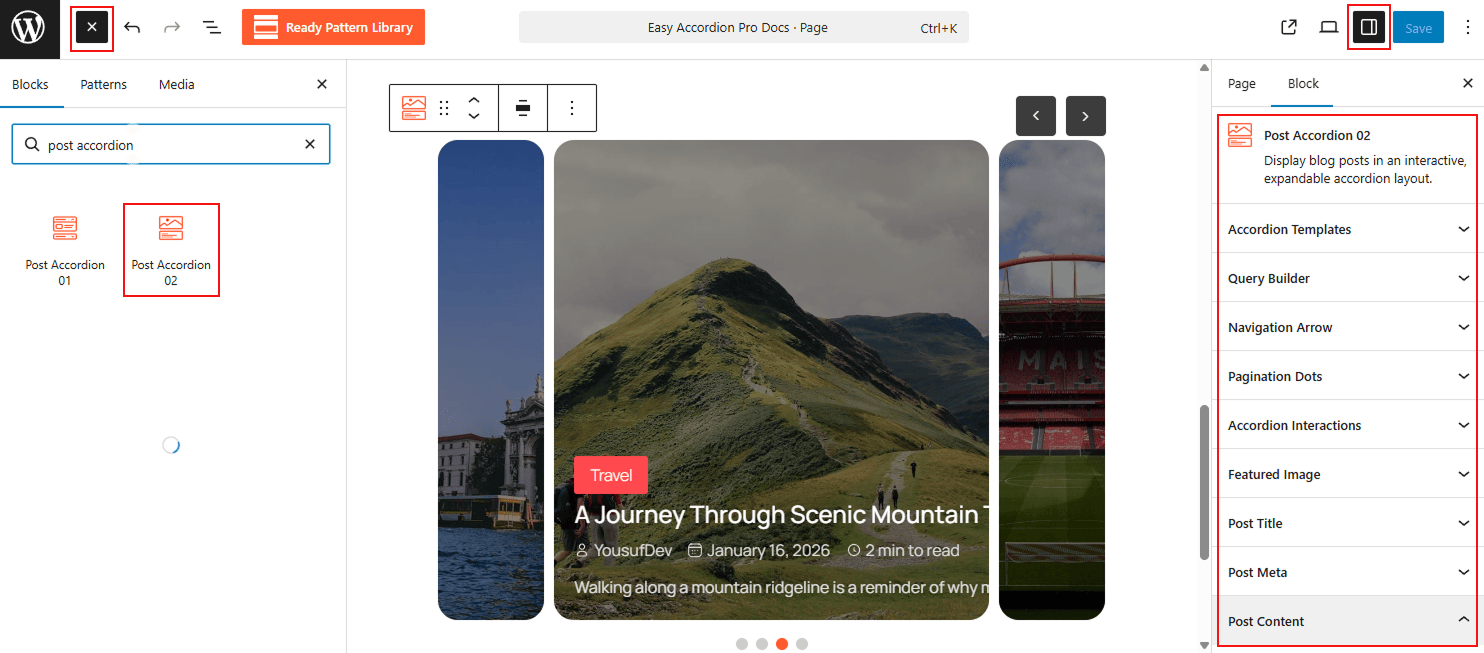 What is the Post Accordion 02 Block