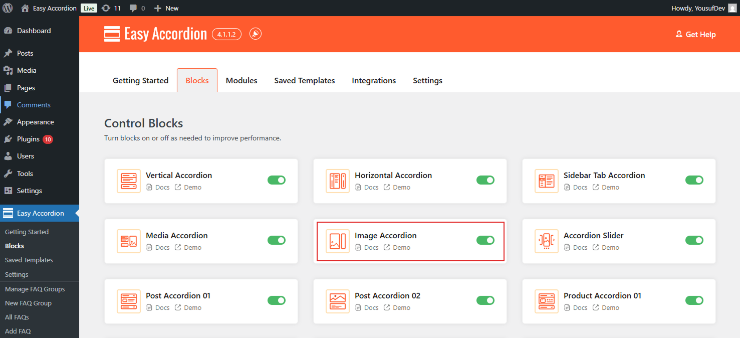 How to Enable Image Accordions using Easy Accordion