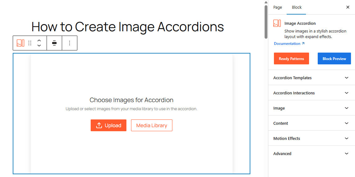 How to Upload Images to the Image Accordions