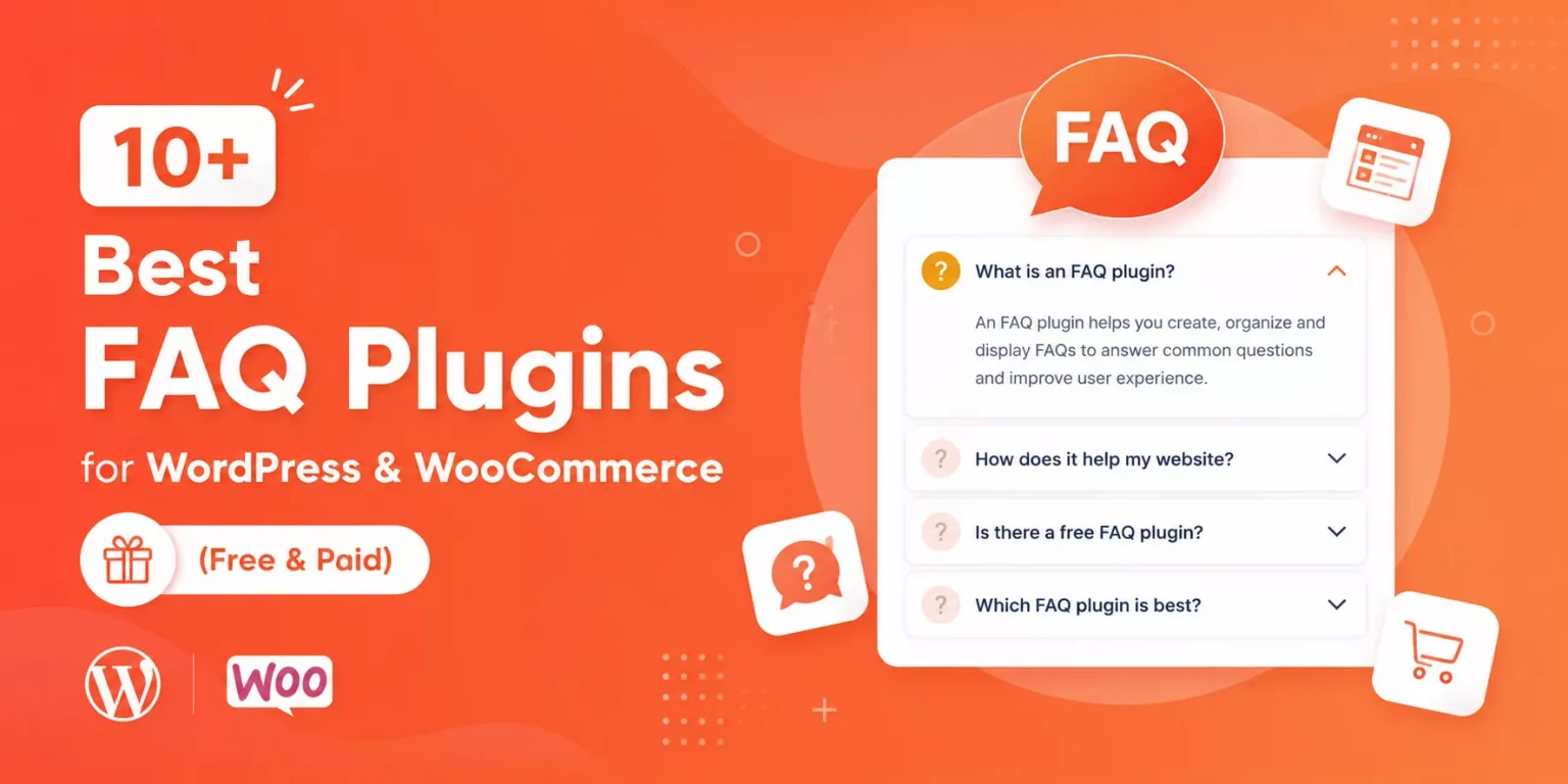 the featured image for the blog 10+ Best FAQ Plugins for WordPress & WooCommerce (Free & Paid)