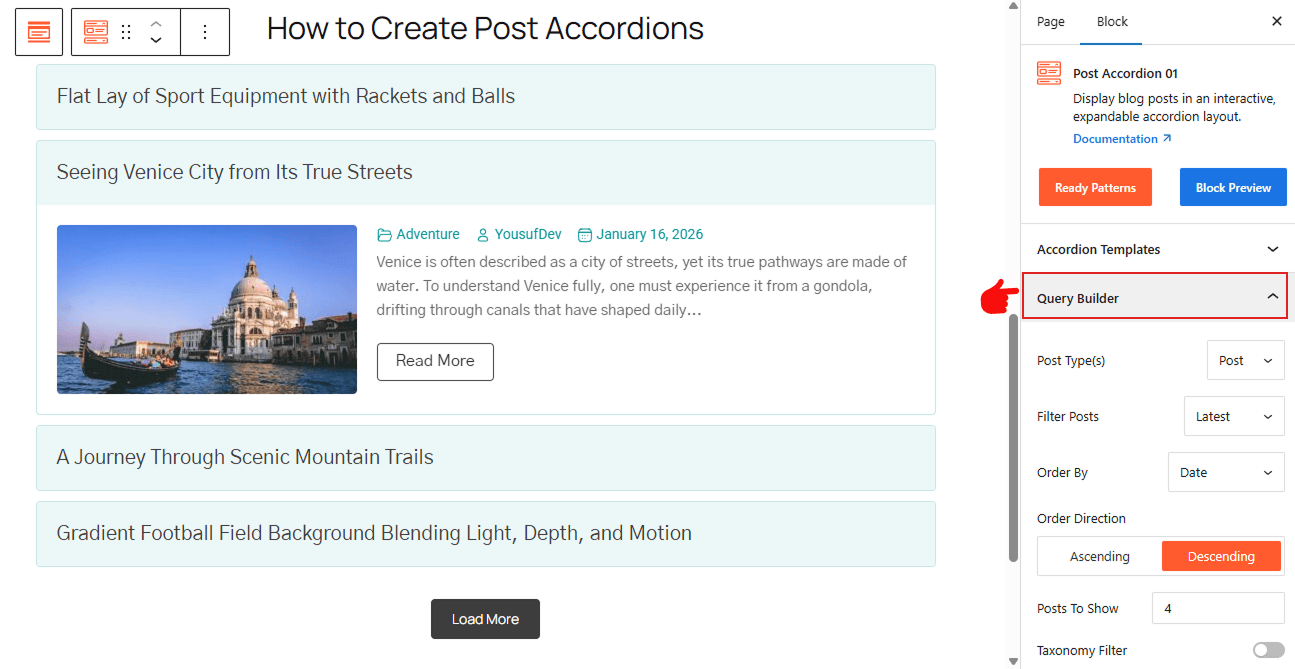 How to Filter Posts by Type, Categories, Filter, Order using Post Query Builder