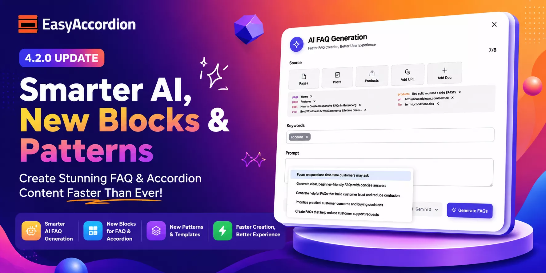 Easy Accordion 4.2.0: Smarter AI, New Blocks & Patterns for FAQ & Accordion
