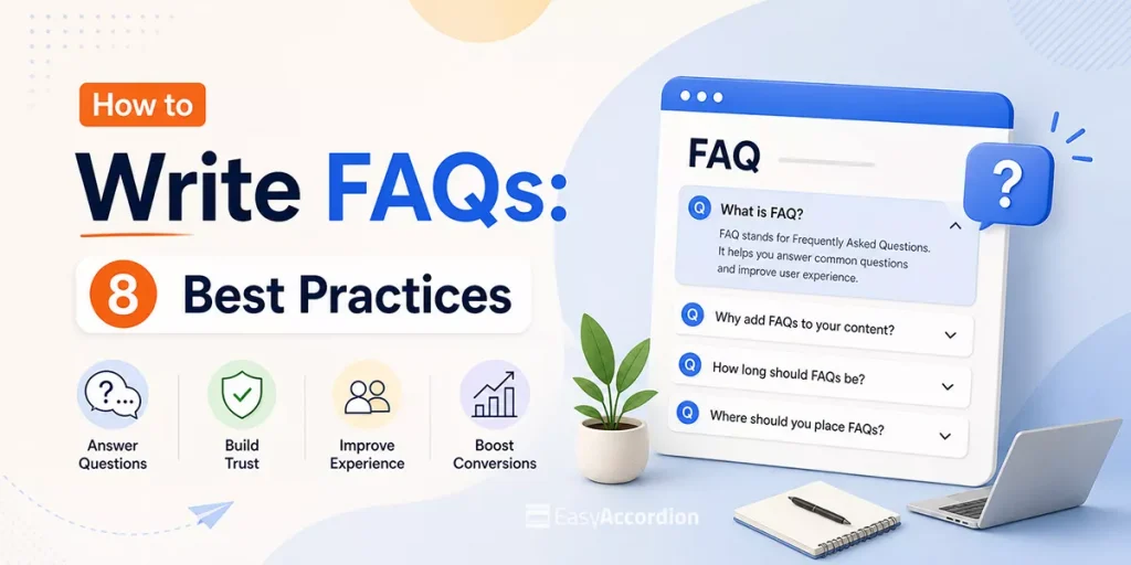 the featured image for the blog How to Write FAQs: 8 Best Practices with Examples