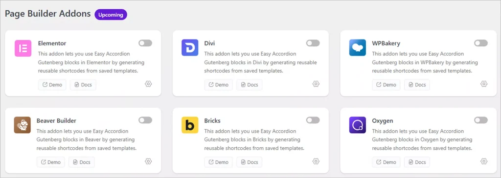Six New Page Builder Add-ons