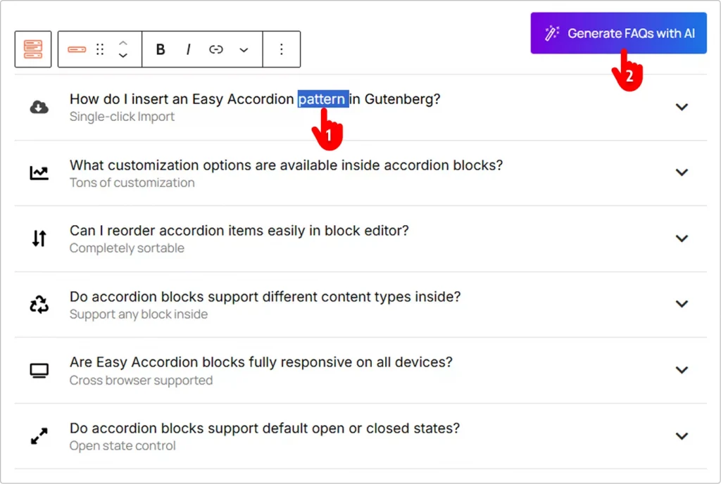 Steps to add your FAQ contnet 