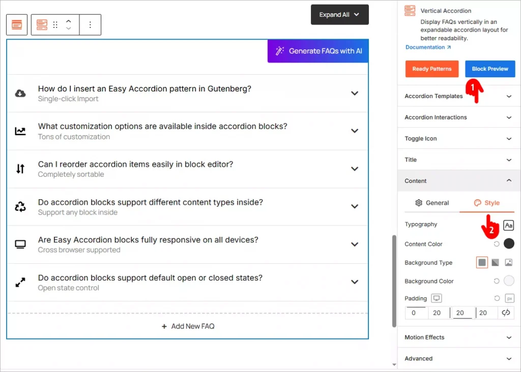 steps to customize your FAQs 