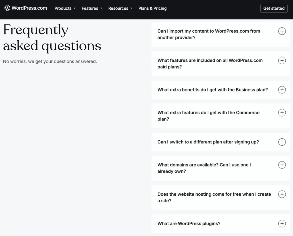 WordPress FAQ examples